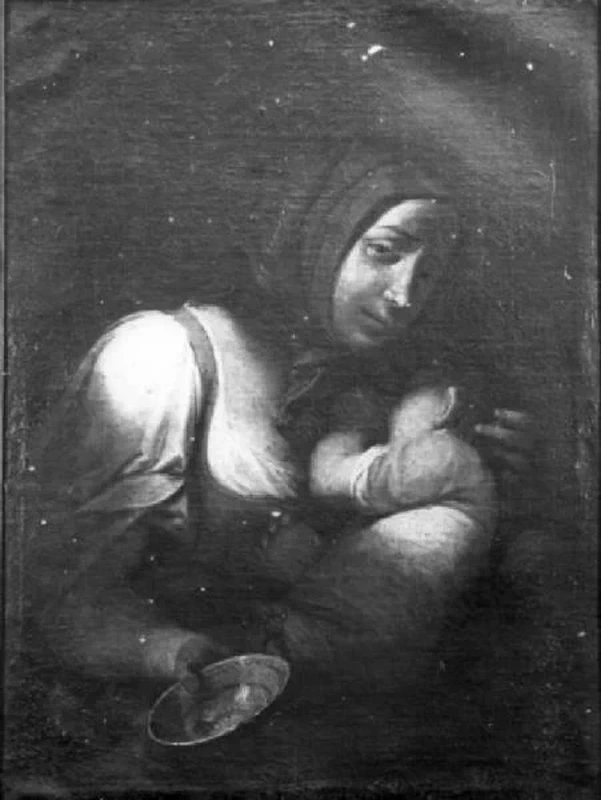 Donna che allatta un bambino - Muso camuno, Breno, Brescia, attribuito